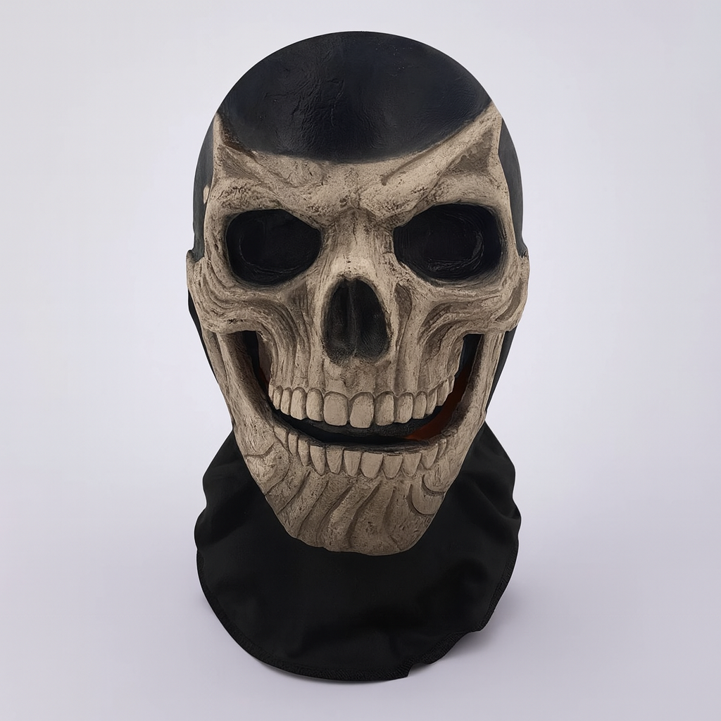 Masque Fantôme avec Coiffe Crâne – Halloween