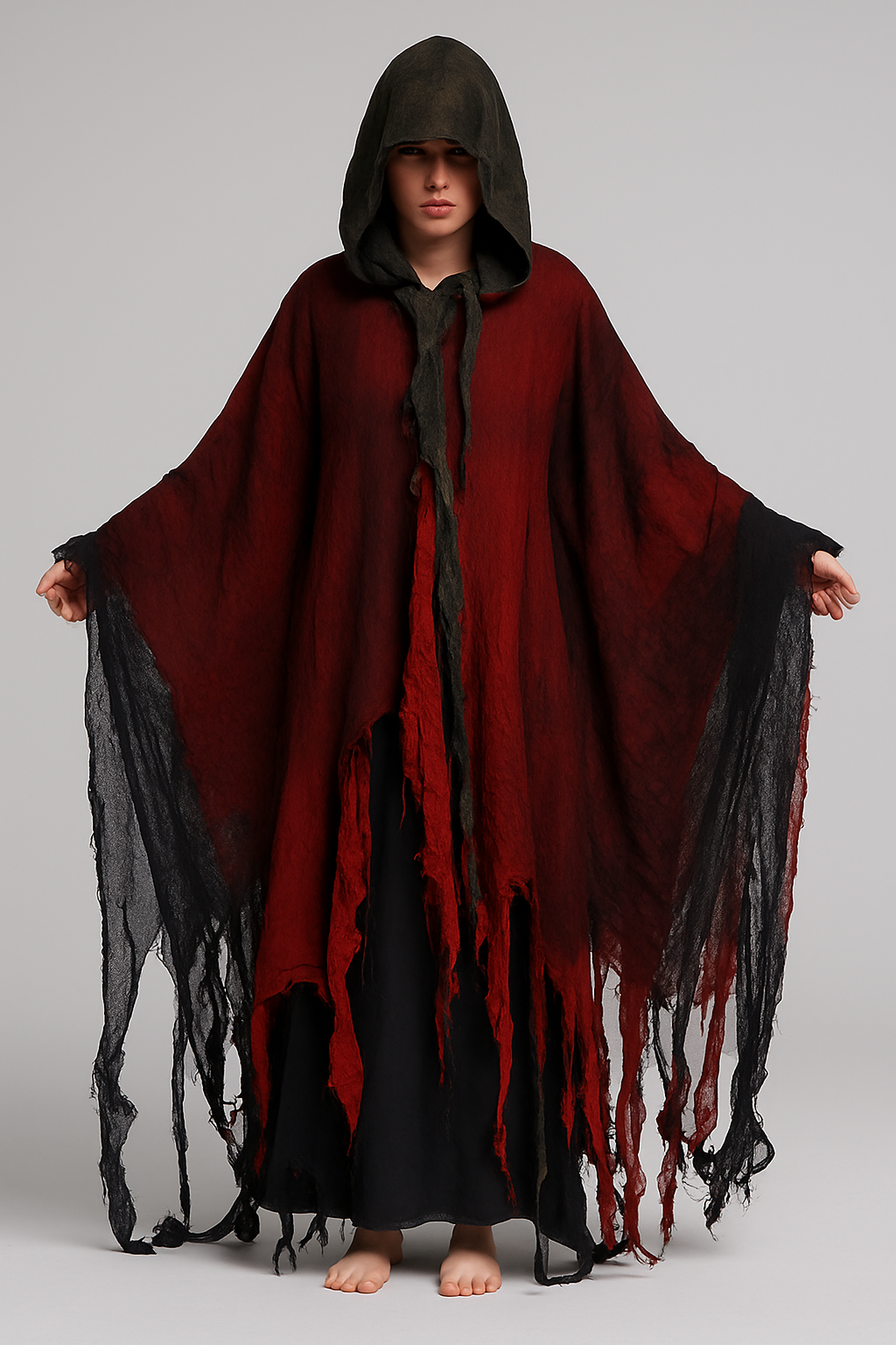 Cape de Mort Réversible Noir & Rouge – Halloween