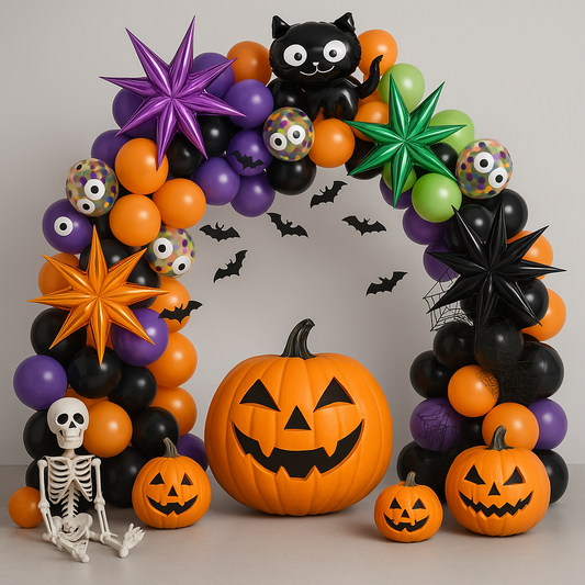 Kit Guirlande de Ballons Halloween – Orange Noir Violet