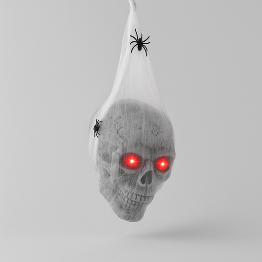 Crâne Complet avec Filets d’Araignée – Halloween